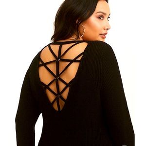 Cage back gromet sweater